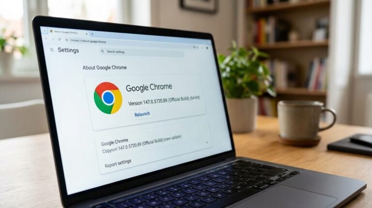 A computer screen showing the Google Chrome 147 update settings page.